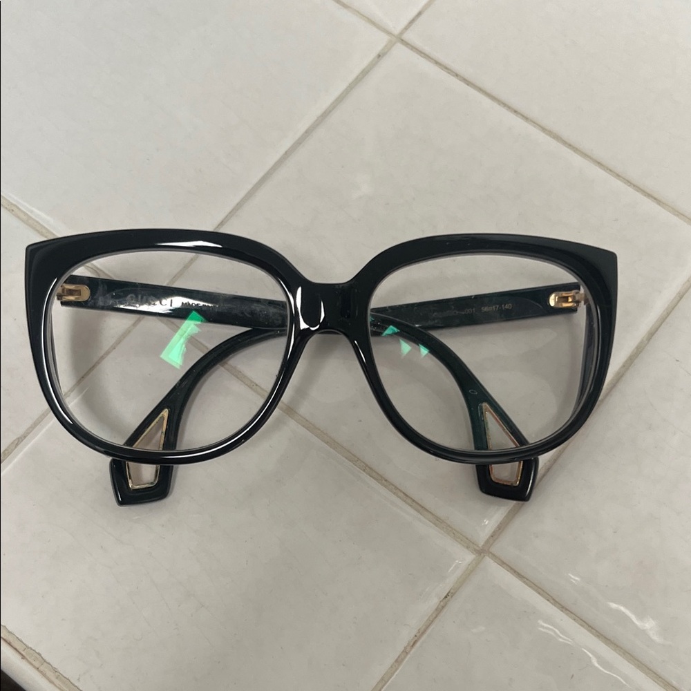 Gucci Black Cat-Eye Glasses with Gold Detail